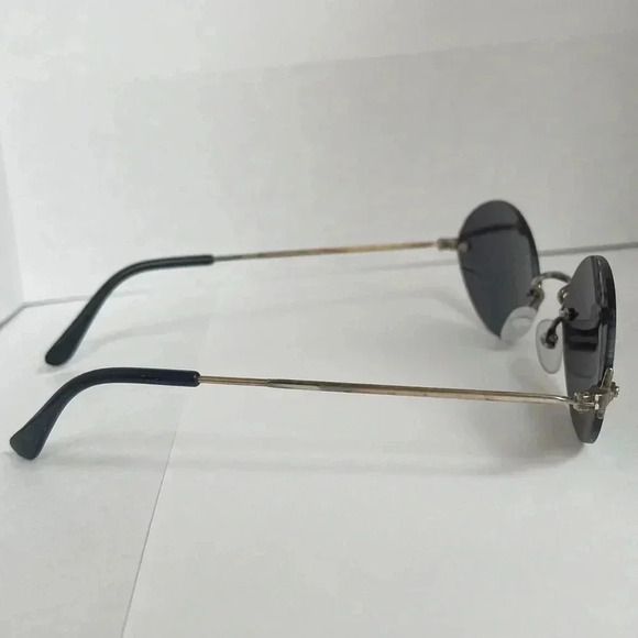 Vintage Y2K Rimless Round Mirrored Sunglasses | Green-Gold Iridescent Lenses - Picture 6 of 10